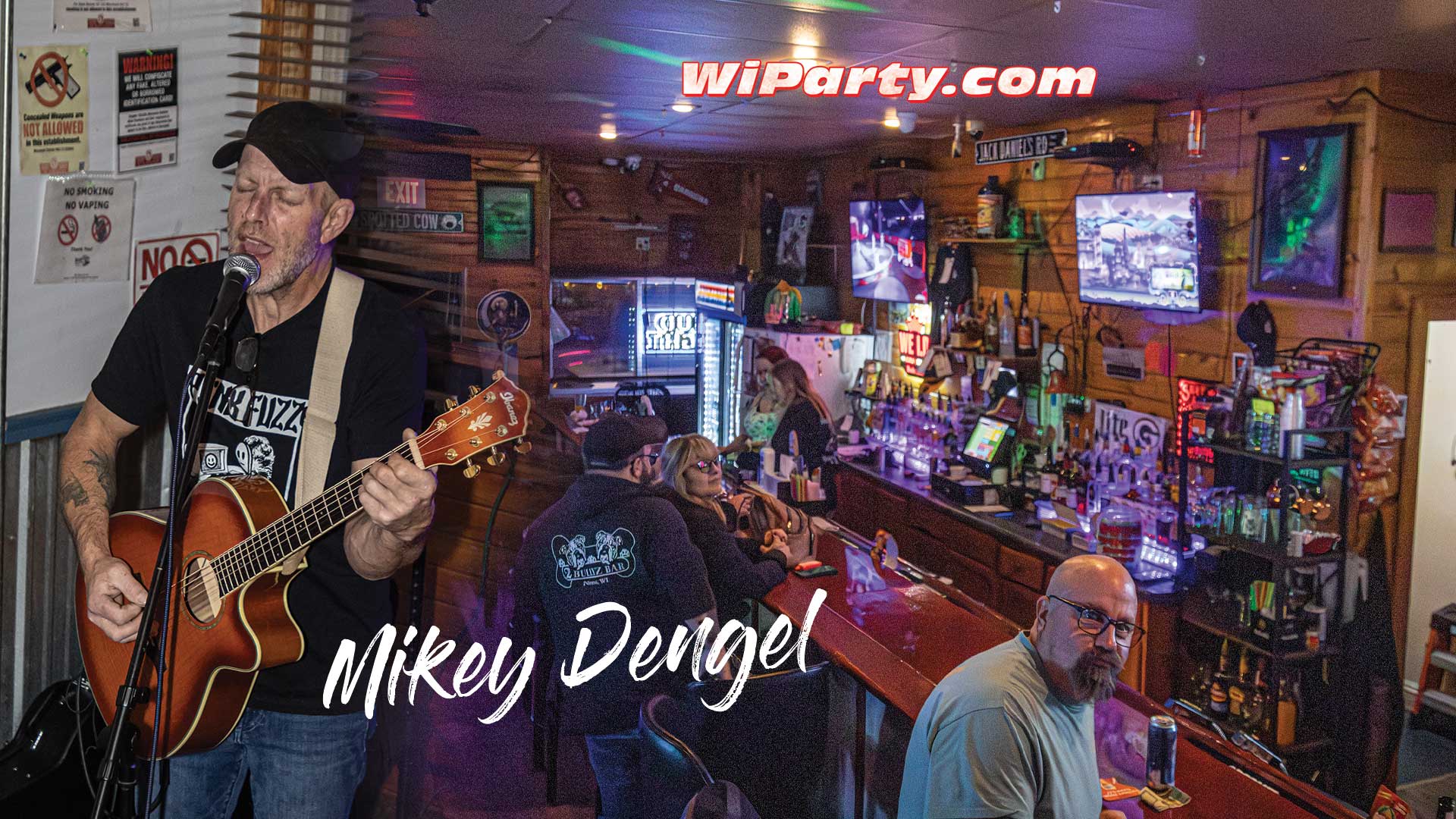 Mikey Dengel’s live set at Sherrytown Station—a Neenah bar packed with railroad charm, local laughs, and live music energy